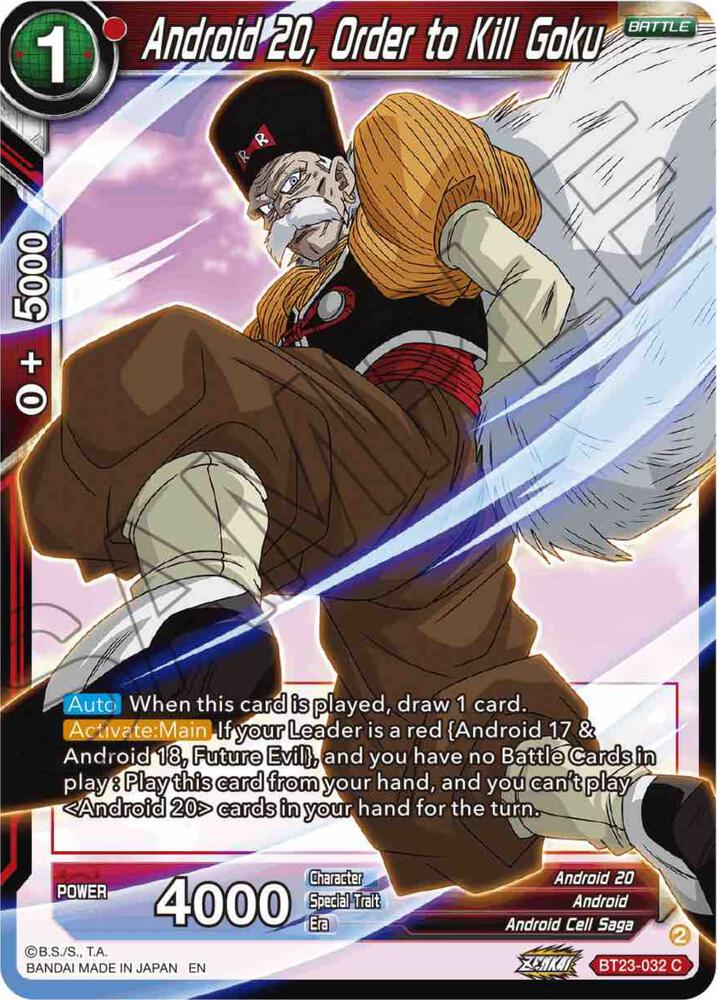 Android 20 Order to Kill Goku Foil BT23-032 Perfect Combination Dragonball Super card