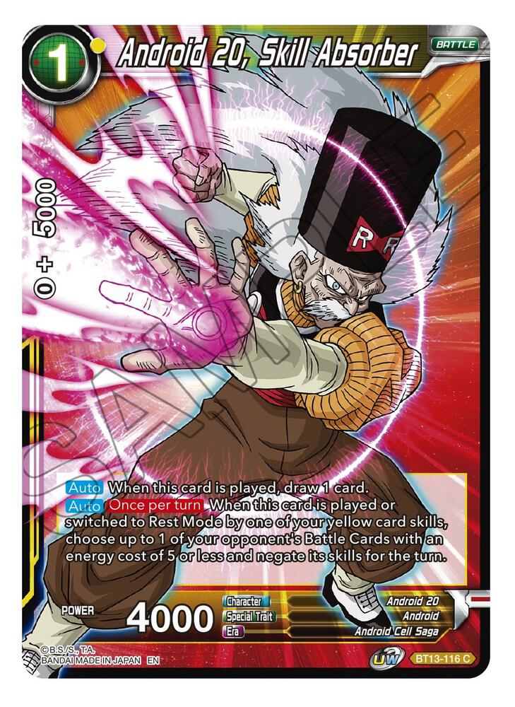 Android 20 Skill Absorber BT13-116 Supreme Rivalry Dragonball Super card