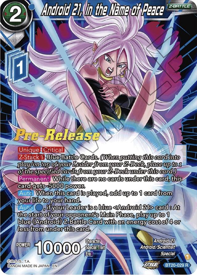 Android 21 in the Name of Peace BT20-029 Power Absorbed Pre-Release Cards Dragonball Super card