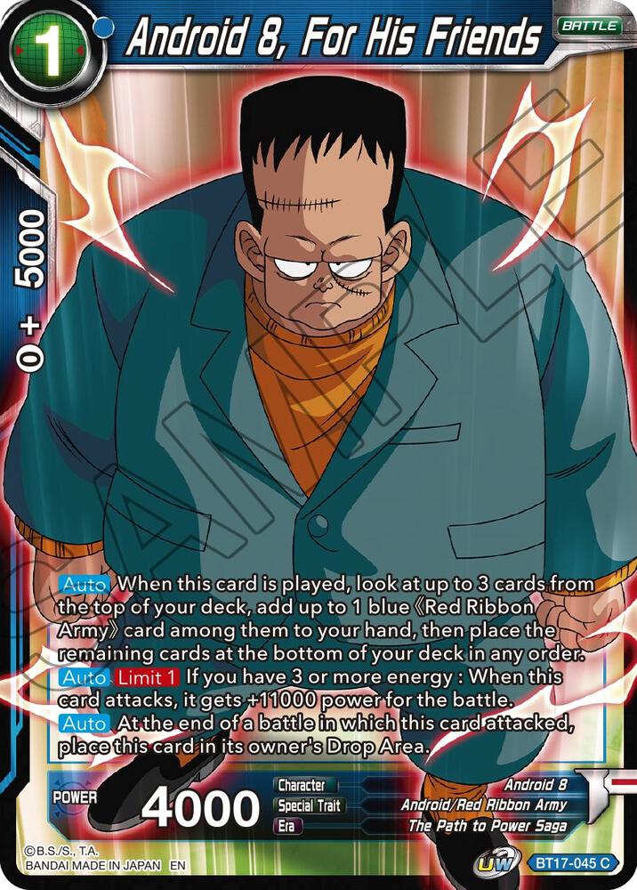 Android 8 For His Friends Foil BT17-045 Ultimate Squad Dragonball Super card