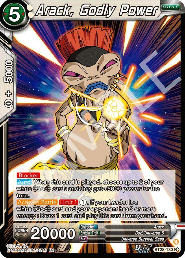 Arack Godly Power Foil BT28-130 Prismatic Clash Dragonball Super card