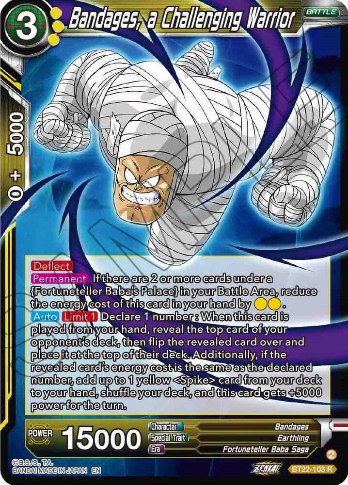 Bandages a Challenging Warrior Foil BT22-103 Critical Blow Dragonball Super card