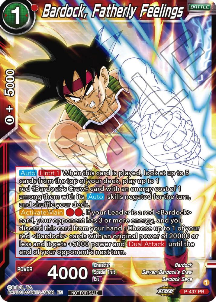 Bardock Fatherly Feelings Zenkai Series Tournament Pack Vol2 P-437 Tournament Promotion Cards Dragonball Super card