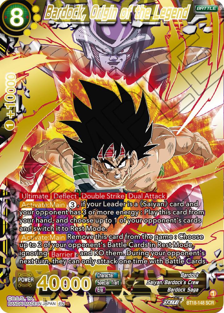 Bardock Origin of the Legend BT18-148 Dawn of the Z-Legends Dragonball Super card