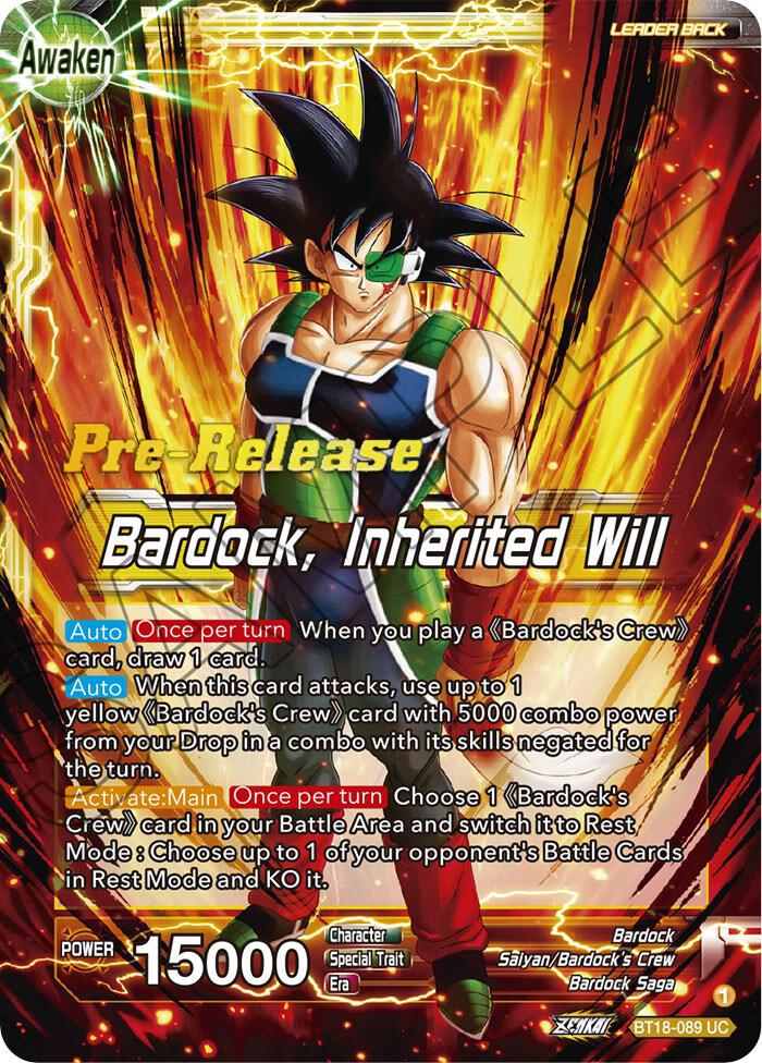 Bardocks Crew Bardock Inherited Will BT18-089 Dawn of the Z-Legends Pre-Release Cards Dragonball Super card
