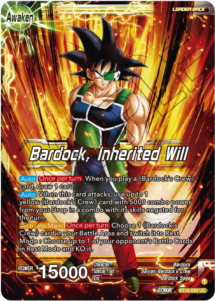 Bardocks Crew Bardock Inherited Will Foil BT18-089 Dawn of the Z-Legends Dragonball Super card