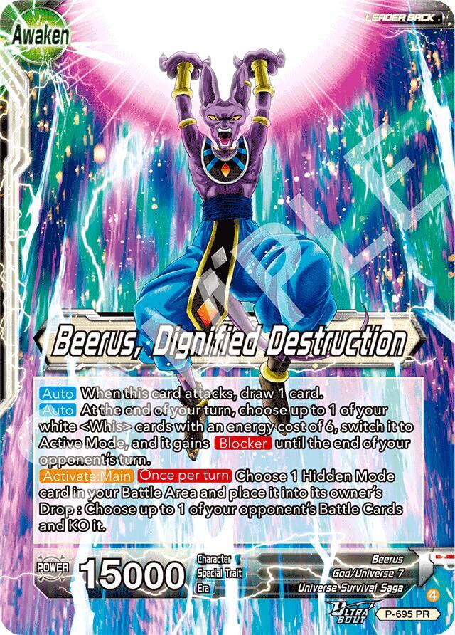 Beerus Beerus Dignified Destruction P-695 Promotion Cards Dragonball Super card