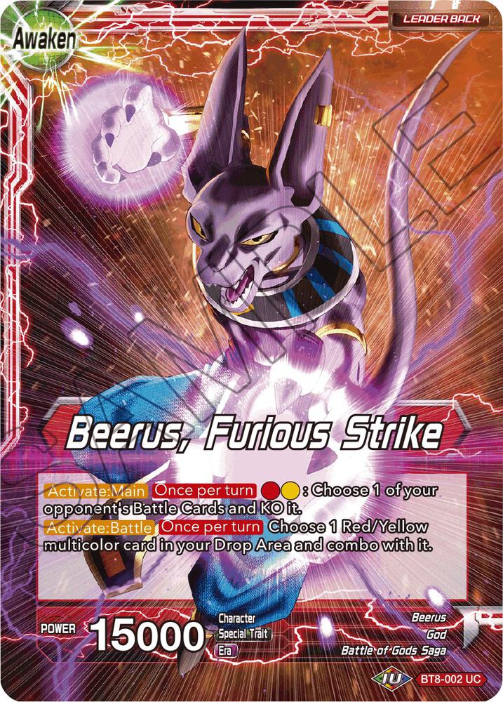 Beerus Beerus Furious Strike BT8-002 Malicious Machinations Dragonball Super card
