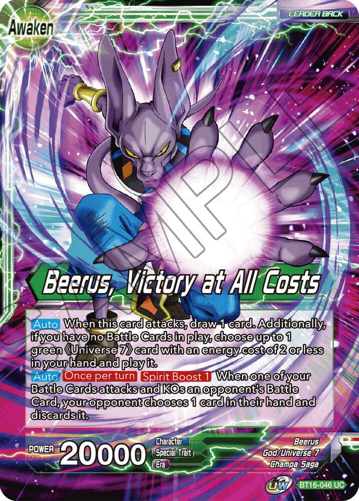 Beerus Beerus Victory at All Costs BT16-046 Realm of the Gods Dragonball Super card
