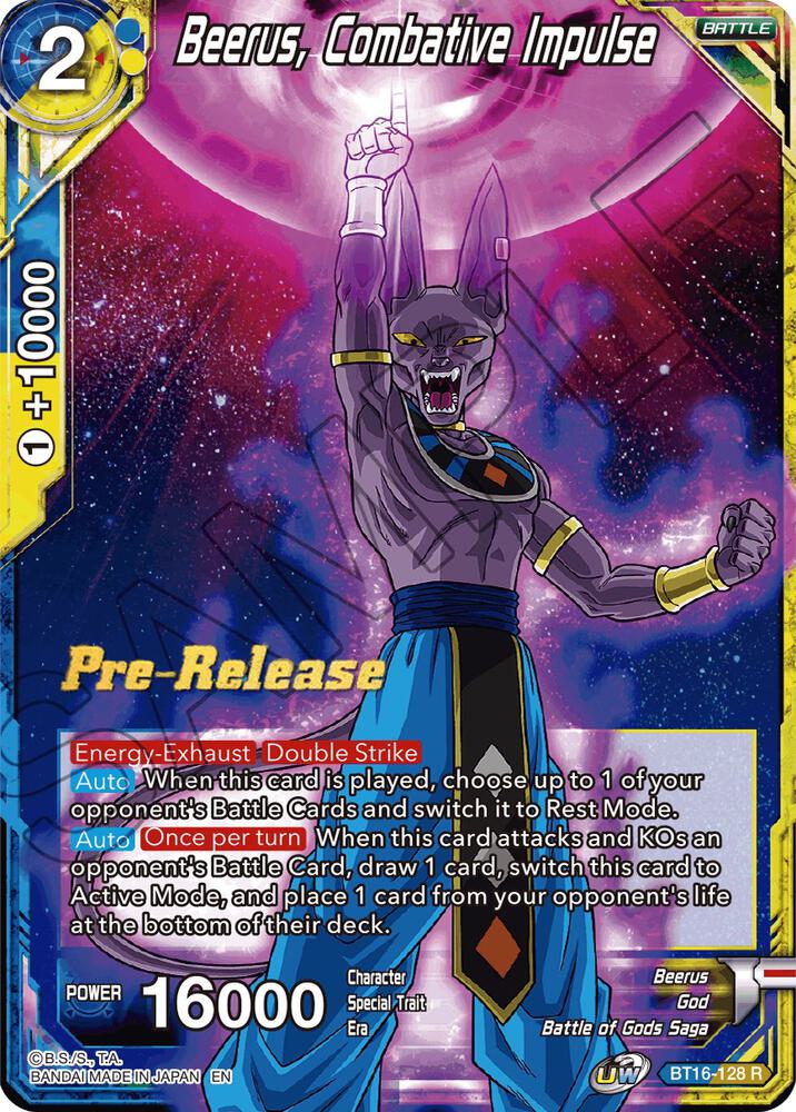 Beerus Combative Impulse BT16-128 Realm of the Gods Pre-Release Cards Dragonball Super card