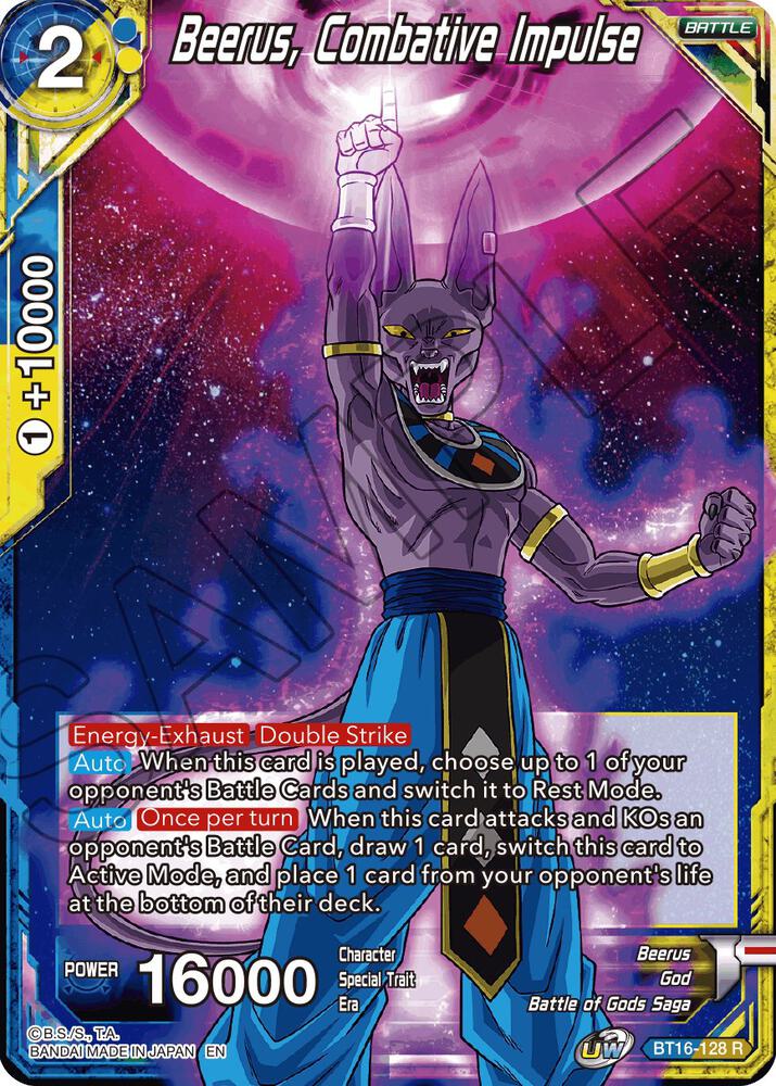 Beerus Combative Impulse Foil BT16-128 Realm of the Gods Dragonball Super card