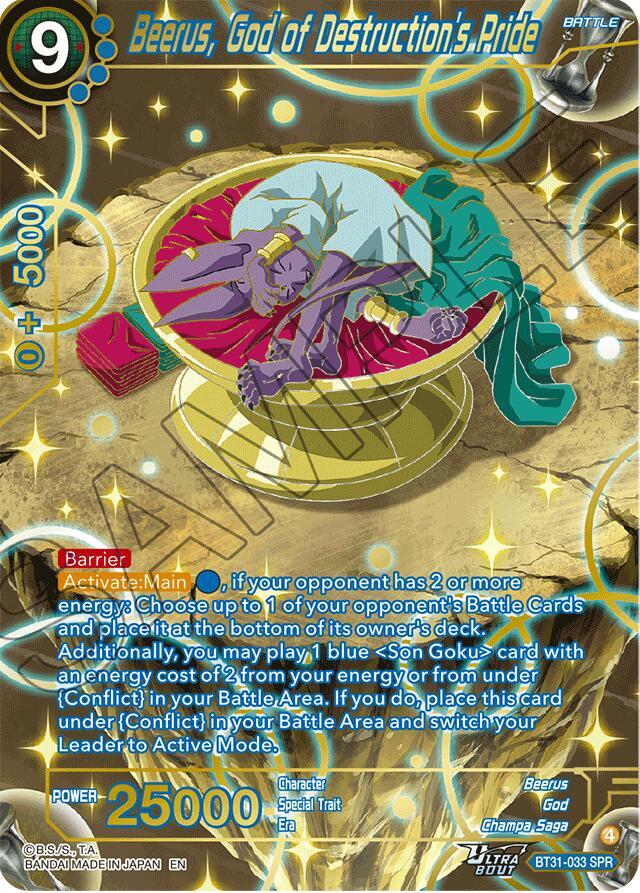 Beerus God of Destructions Pride SPR BT31-033 Impact Beyond Dimensions Dragonball Super card