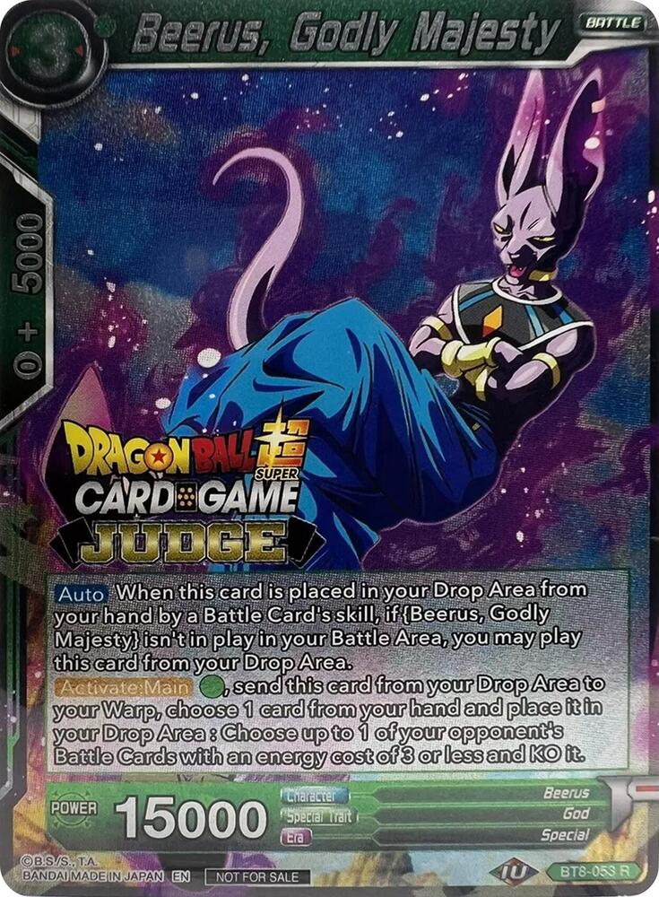Beerus Godly Majesty BT8-053 Judge Promotion Cards Dragonball Super card