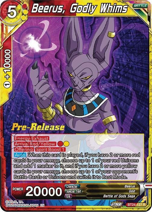 Beerus Godly Whims BT24-127 Beyond Generations Pre-Release Cards Dragonball Super card