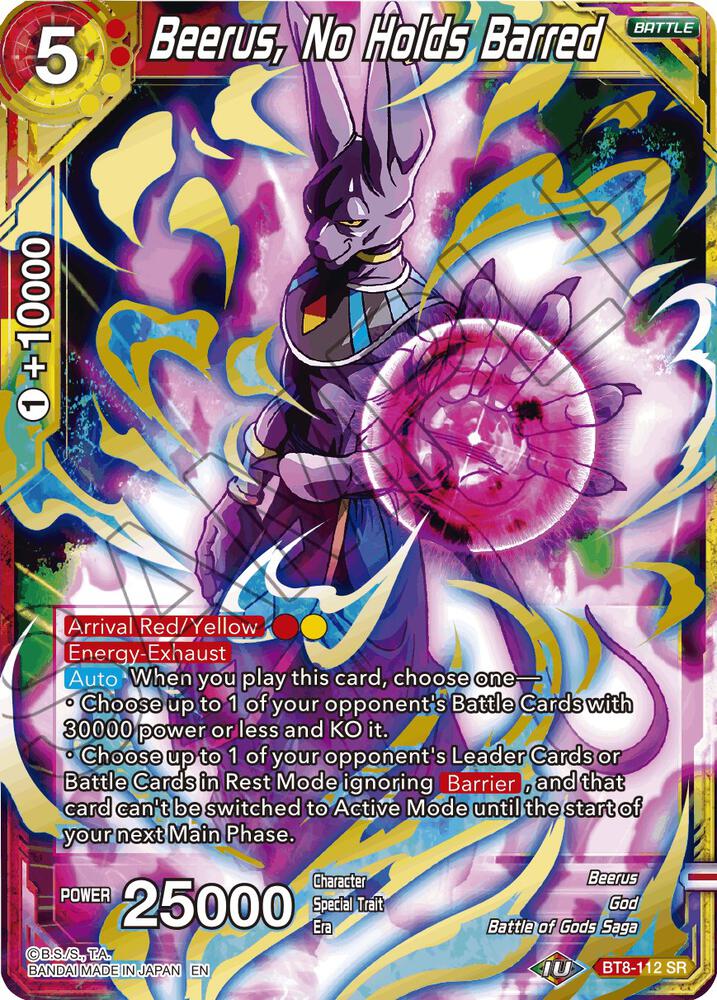 Beerus No Holds Barred BT8-112 Malicious Machinations Dragonball Super card