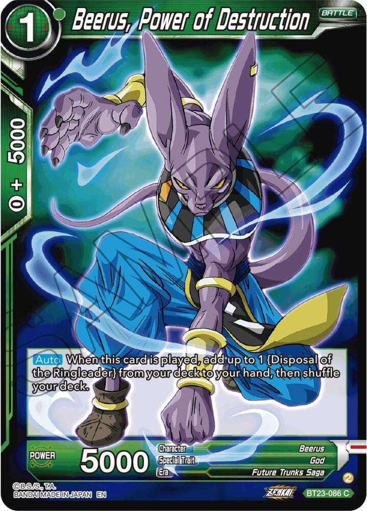 Beerus Power of Destruction Foil BT23-086 Perfect Combination Dragonball Super card
