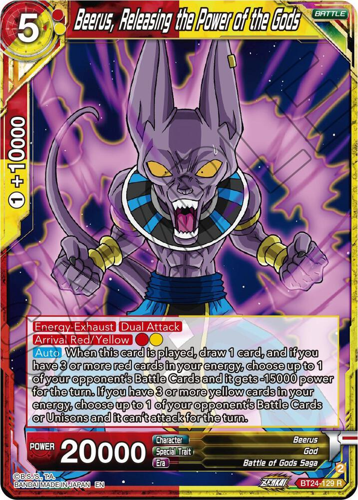 Beerus Releasing the Power of the Gods BT24-129 Beyond Generations Dragonball Super card