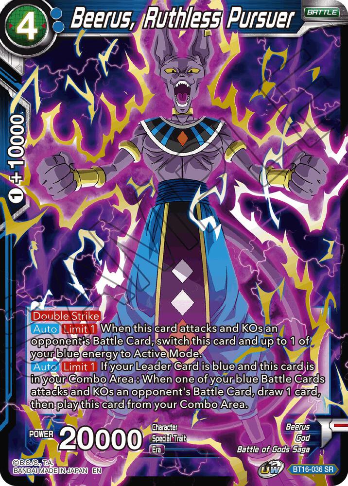 Beerus Ruthless Pursuer BT16-036 Realm of the Gods Dragonball Super card
