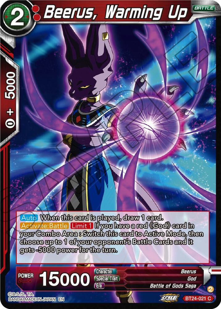 Beerus Warming Up Foil BT24-021 Beyond Generations Dragonball Super card