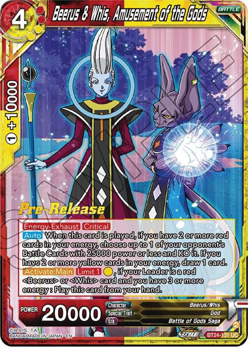 Beerus and Whis Amusement of the Gods BT24-131 Beyond Generations Pre-Release Cards Dragonball Super card