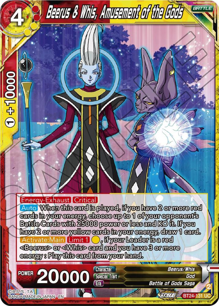 Beerus and Whis Amusement of the Gods Foil BT24-131 Beyond Generations Dragonball Super card