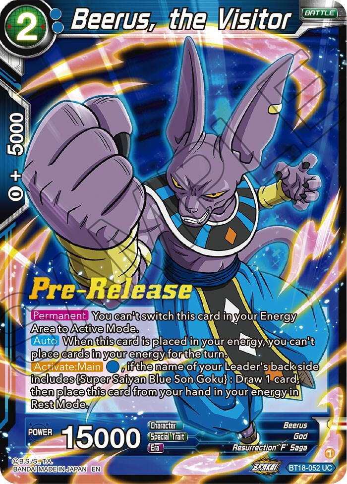 Beerus the Visitor BT18-052 Dawn of the Z-Legends Pre-Release Cards Dragonball Super card