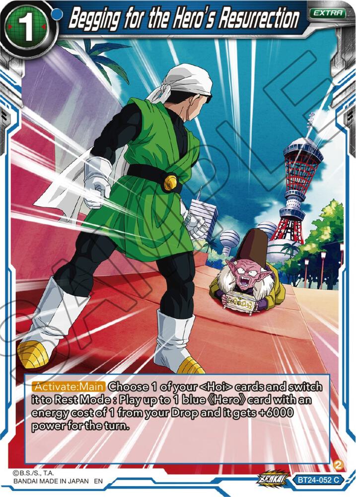Begging for the Heros Resurrection Foil BT24-052 Beyond Generations Dragonball Super card