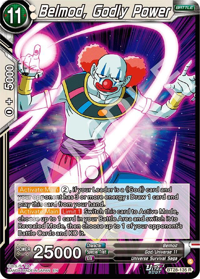 Belmod Godly Power Foil BT28-135 Prismatic Clash Dragonball Super card
