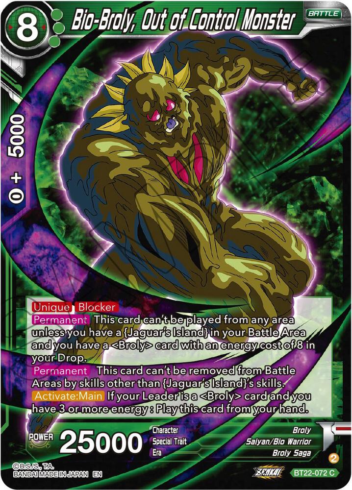 Bio Broly Out of Control Monster Foil BT22-072 Critical Blow Dragonball Super card