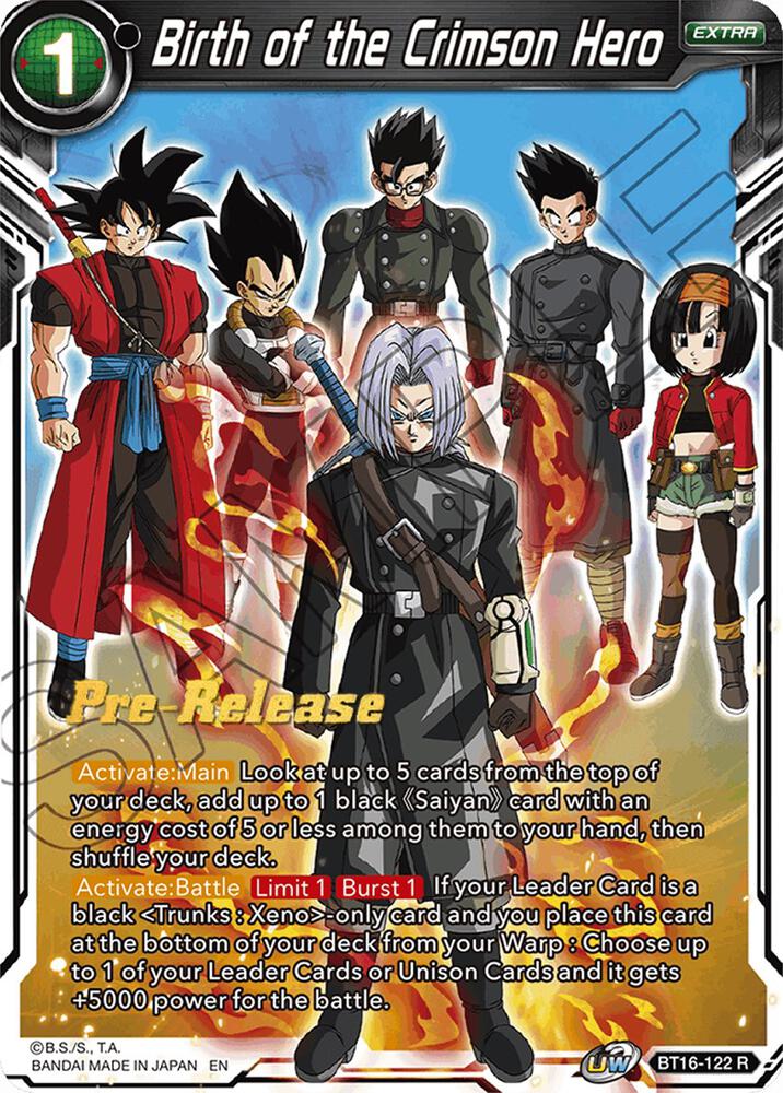 Birth of the Crimson Hero BT16-122 Realm of the Gods Pre-Release Cards Dragonball Super card