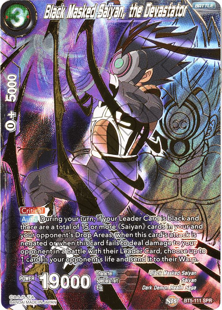 Black Masked Saiyan the Devastator SPR BT5-111 Miraculous Revival Dragonball Super card
