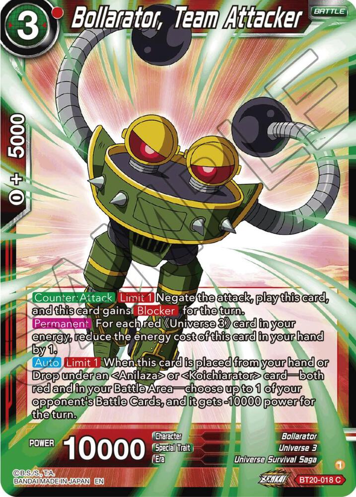 Bollarator Team Attacker BT20-018 Power Absorbed Dragonball Super card