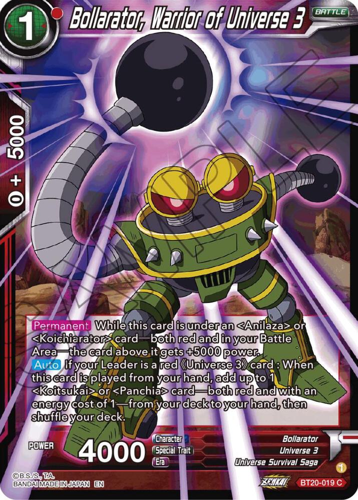Bollarator Warrior of Universe 3 Foil BT20-019 Power Absorbed Dragonball Super card