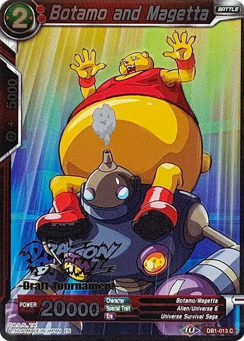 Botamo and Magetta Dragon Brawl Draft Tournament Gold Stamped Foil DB1-013 Promotion Cards Dragonball Super card