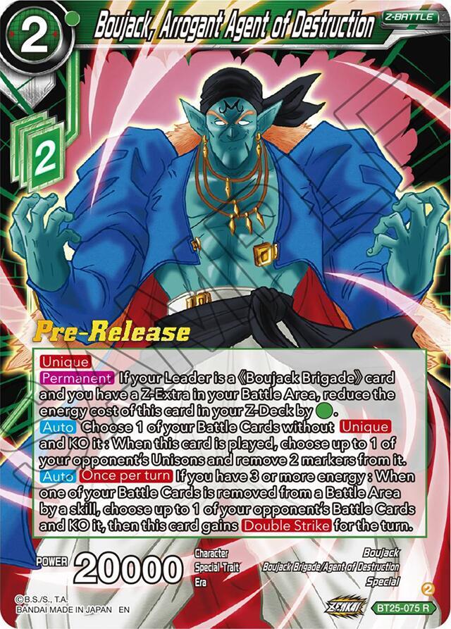 Boujack Arrogant Agent of Destruction BT25-075 Legend of the Dragon Balls Pre-Release Cards Dragonball Super card