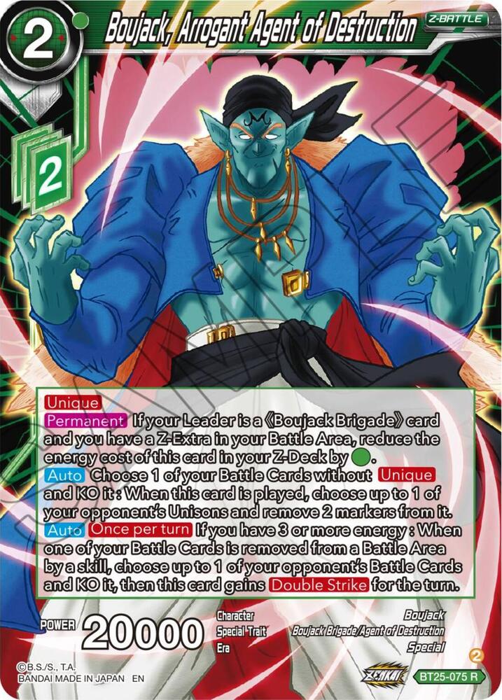Boujack Arrogant Agent of Destruction BT25-075 Legend of the Dragon Balls Dragonball Super card