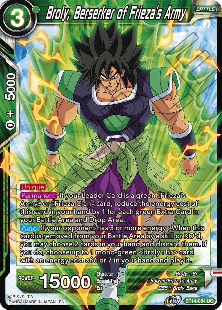 Broly Berserker of Friezas Army Foil BT14-084 Cross Spirits Dragonball Super card