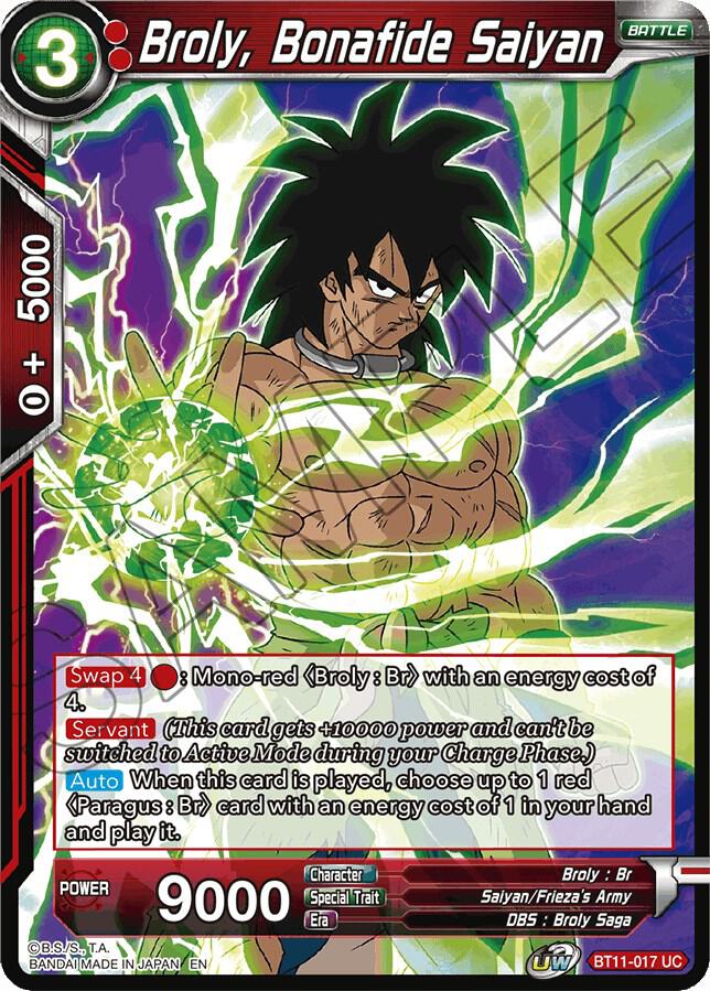 Broly Bonafide Saiyan BT11-017 Vermilion Bloodline Dragonball Super card