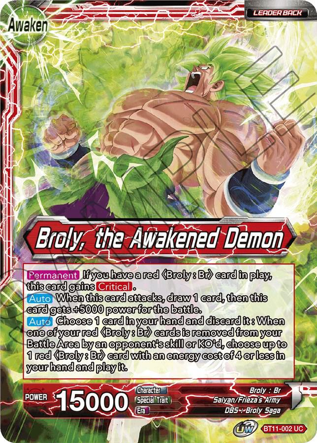 Broly Broly the Awakened Demon Foil BT11-002 Vermilion Bloodline Dragonball Super card