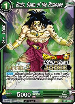 Broly Dawn of the Rampage Level 2 BT1-076 Judge Promotion Cards Dragonball Super card