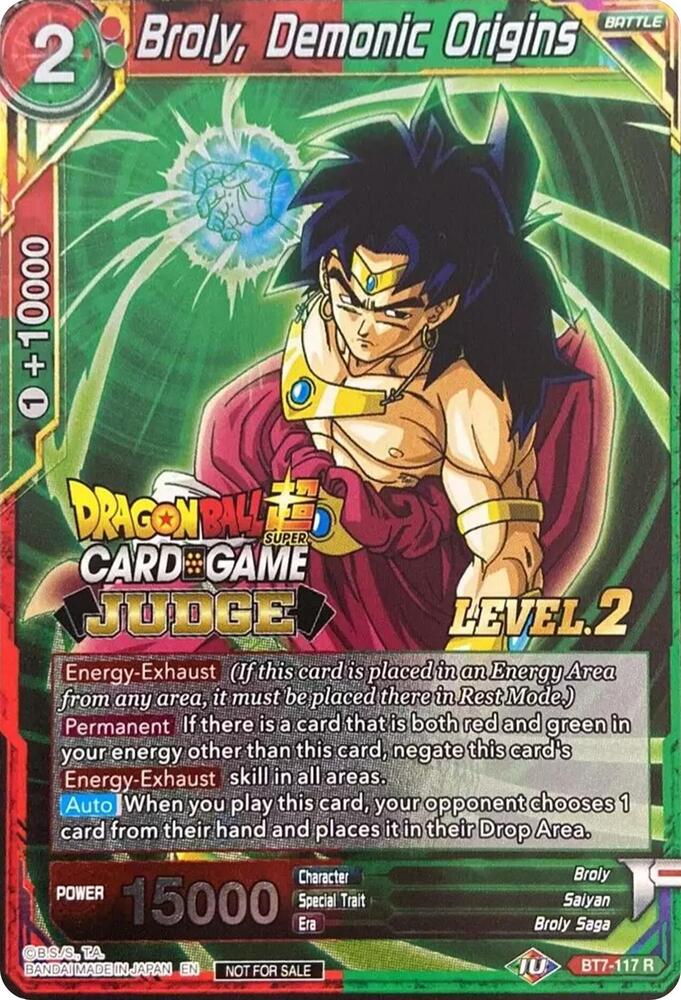 Broly Demonic Origins Level 2 BT7-117 Judge Promotion Cards Dragonball Super card