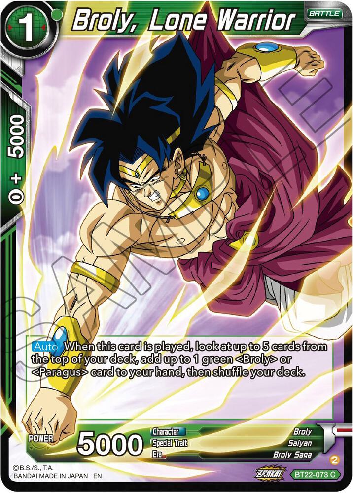 Broly Lone Warrior Foil BT22-073 Critical Blow Dragonball Super card