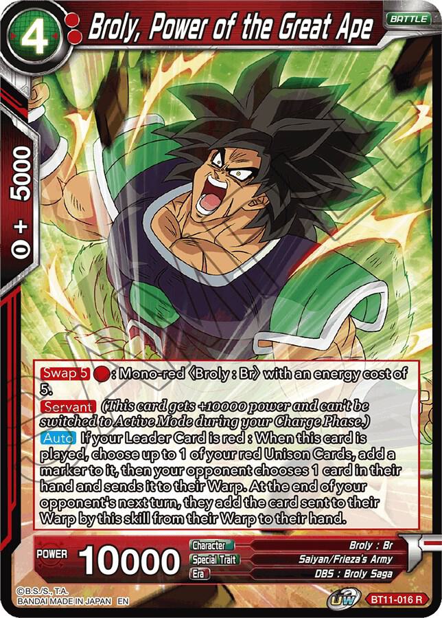 Broly Power of the Great Ape Foil BT11-016 Vermilion Bloodline Dragonball Super card