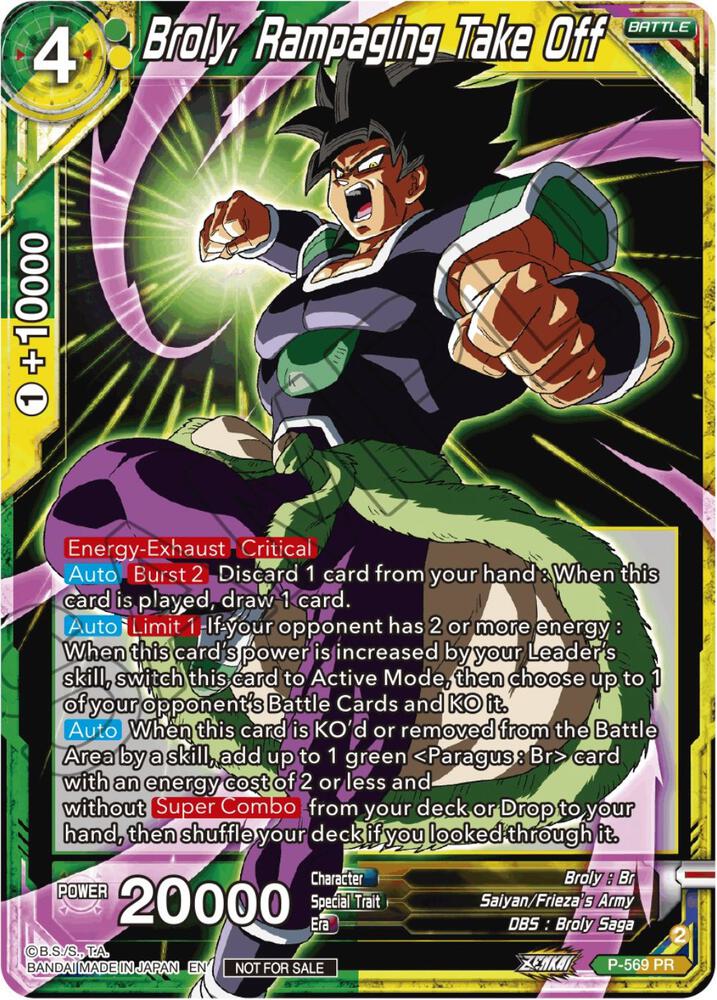 Broly Rampaging Take Off Zenkai Series Tournament Pack Vol6 P-569 Tournament Promotion Cards Dragonball Super card