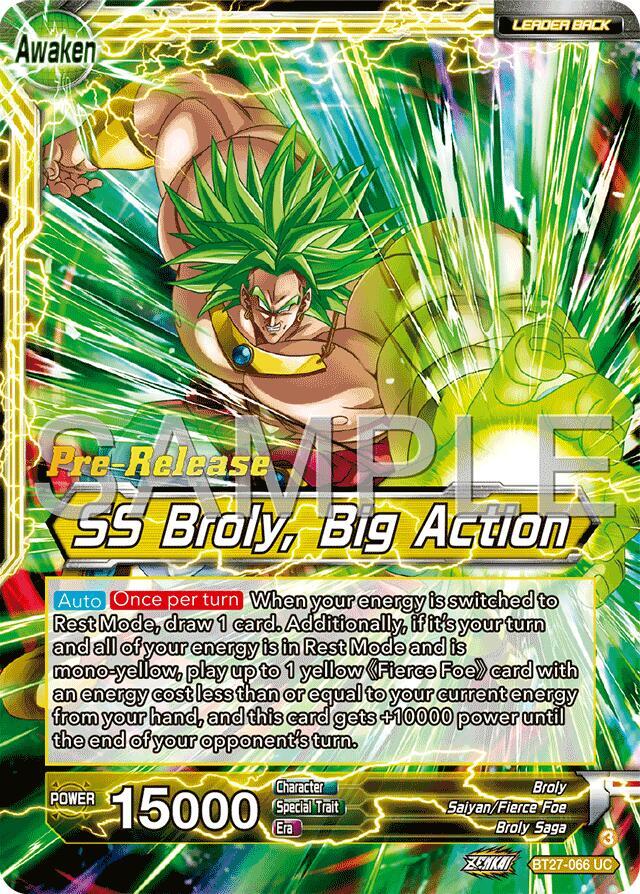 Broly SS Broly Big Action BT27-066 History of Z Pre-Release Cards Dragonball Super card