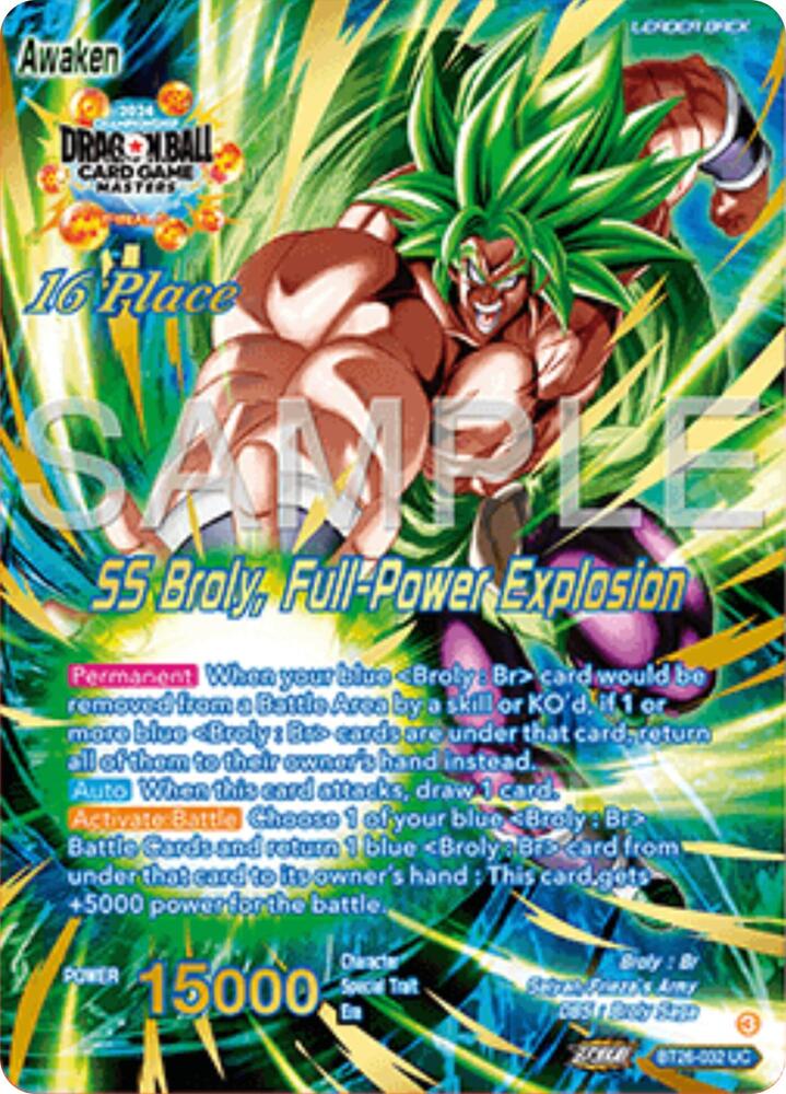 Broly SS Broly Full Power Explosion Top 16 BT26-032 Tournament Promotion Cards Dragonball Super card