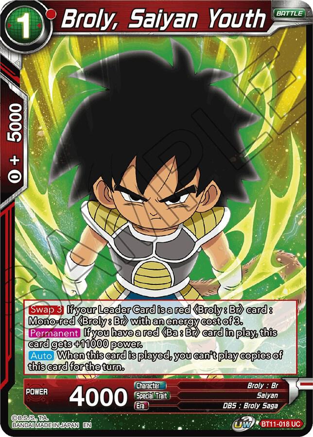 Broly Saiyan Youth Foil BT11-018 Vermilion Bloodline Dragonball Super card