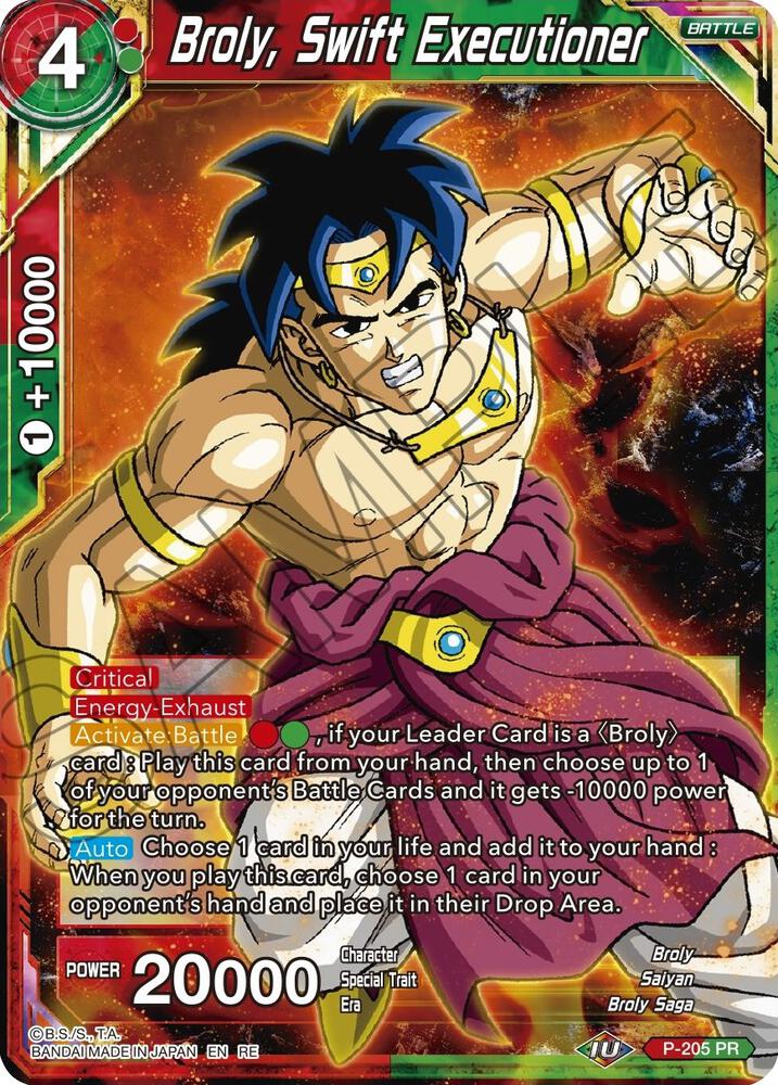 Broly Swift Executioner P-205 Mythic Booster Dragonball Super card