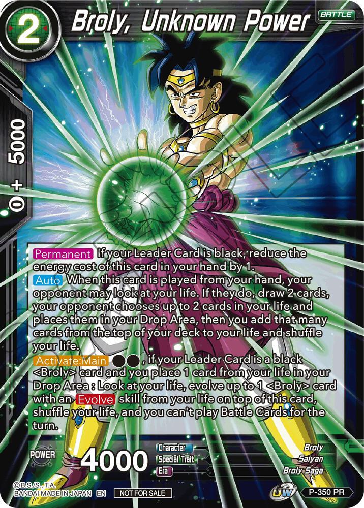 Broly Unknown Power P-350 Tournament Promotion Cards Dragonball Super card