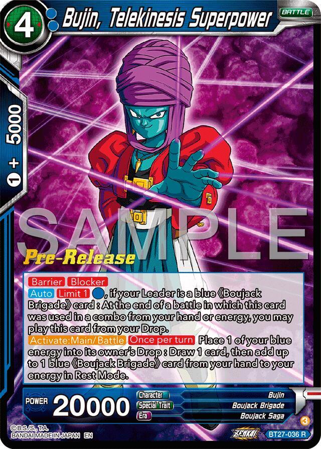Bujin Telekinesis Superpower BT27-036 History of Z Pre-Release Cards Dragonball Super card